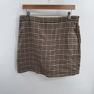 & Other Stories Skirt Womens 10 Brown Pink‎ Plaid Wool Blend Academia Preppy